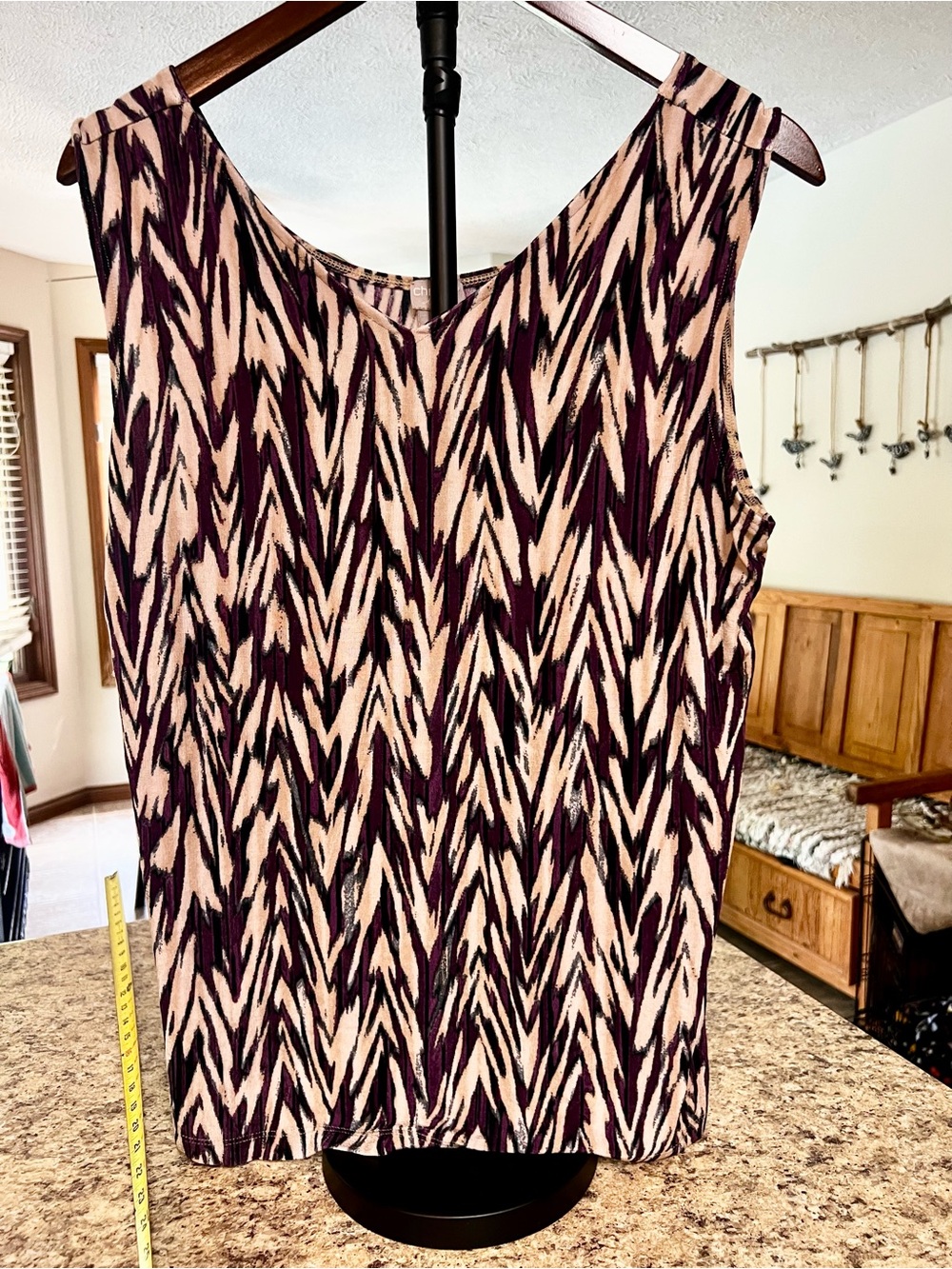 Chico's Purple Abstract zebra animal print Sleeveless Tank top blouse plus 2